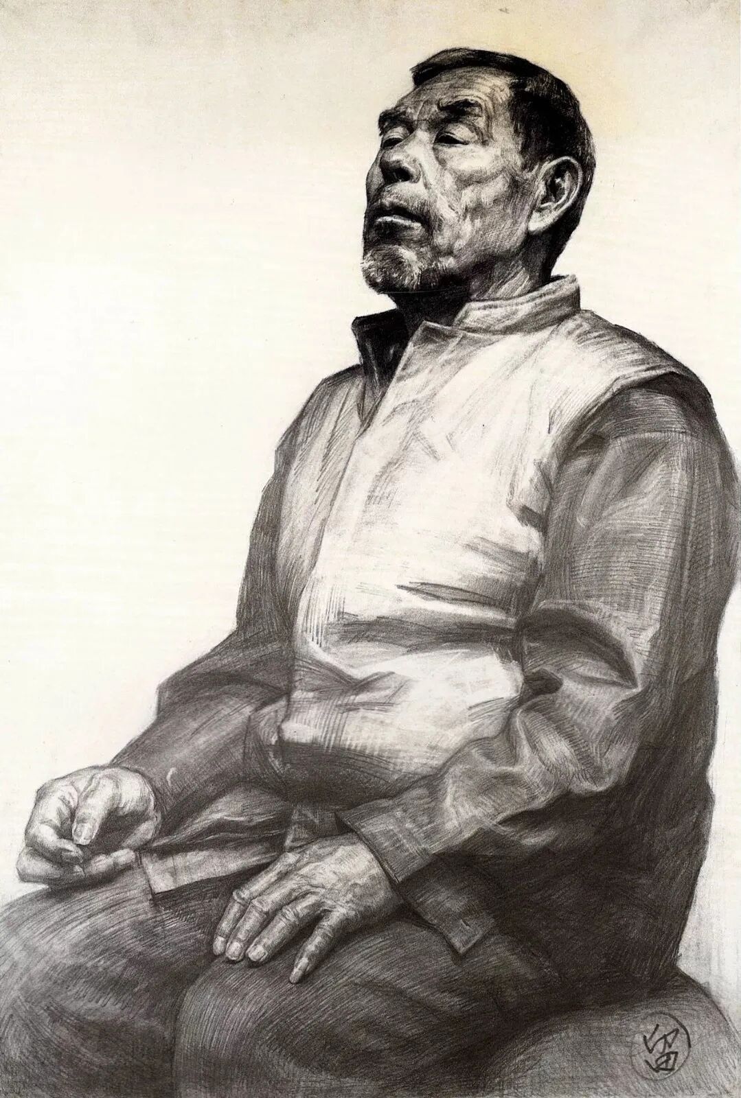 素描人物半身像作品欣赏!