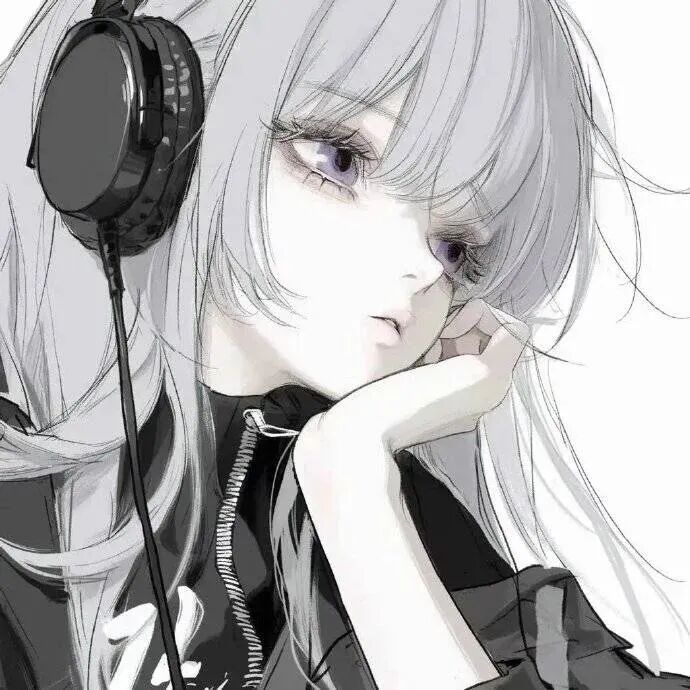 权威戴耳机动漫头像女