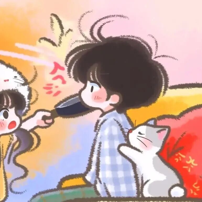 paloapobtrefdayun怕老婆可爱插画情侣头像