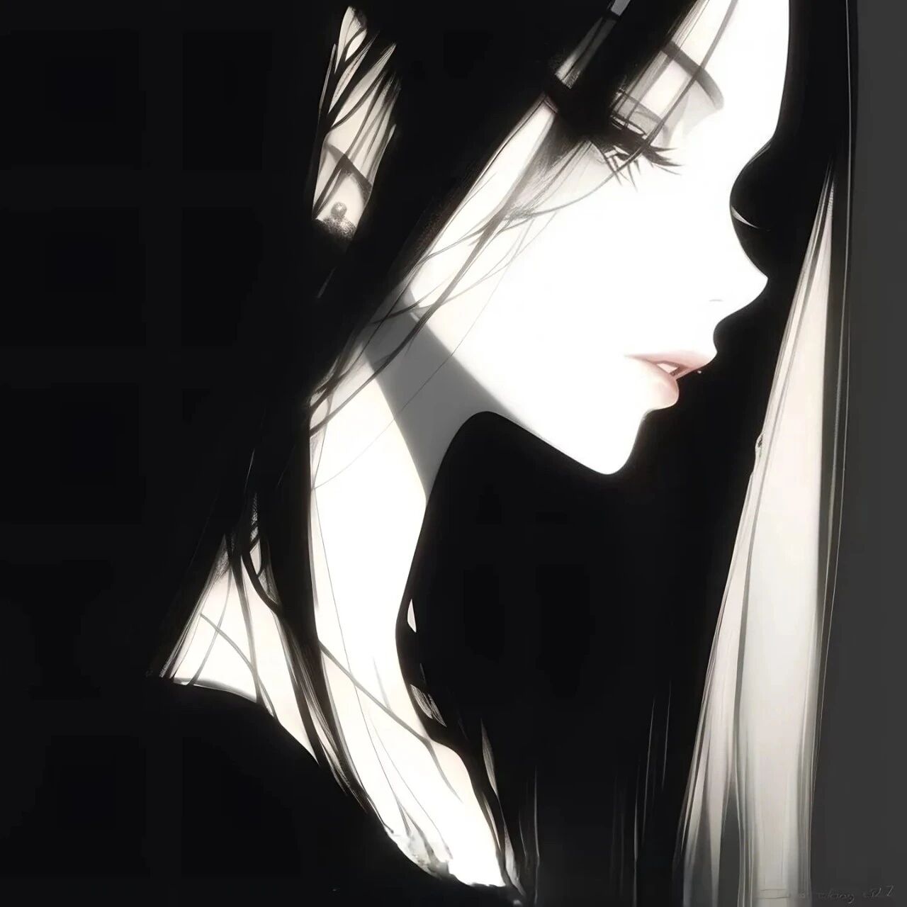 黑白动漫头像女