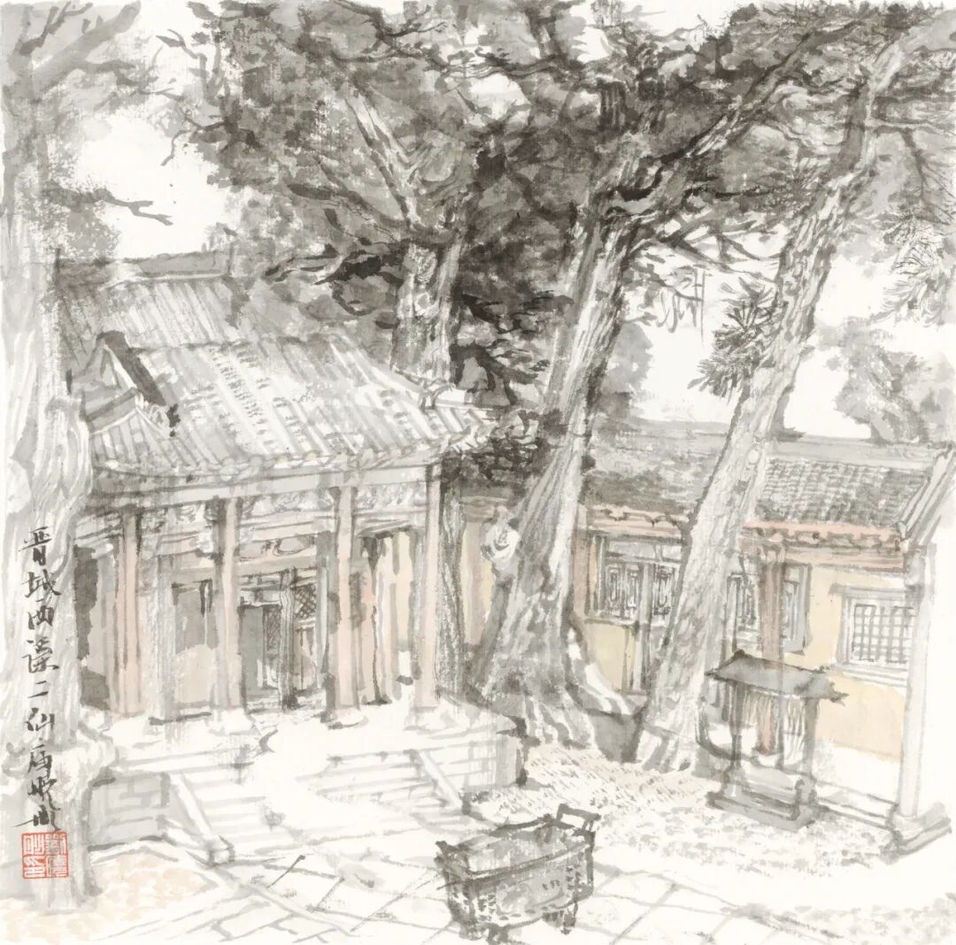 南京的"新金陵画派"组织大批青年画家也随之应和着开始山水画"对景