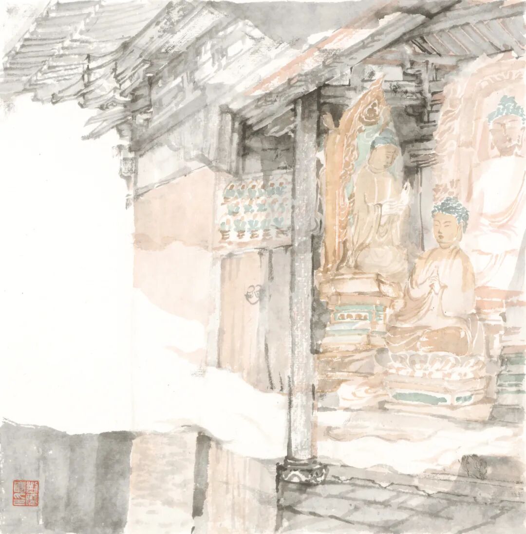 画家说,并没有绘画作品,嘉陵江水的景象已经记在心里了.