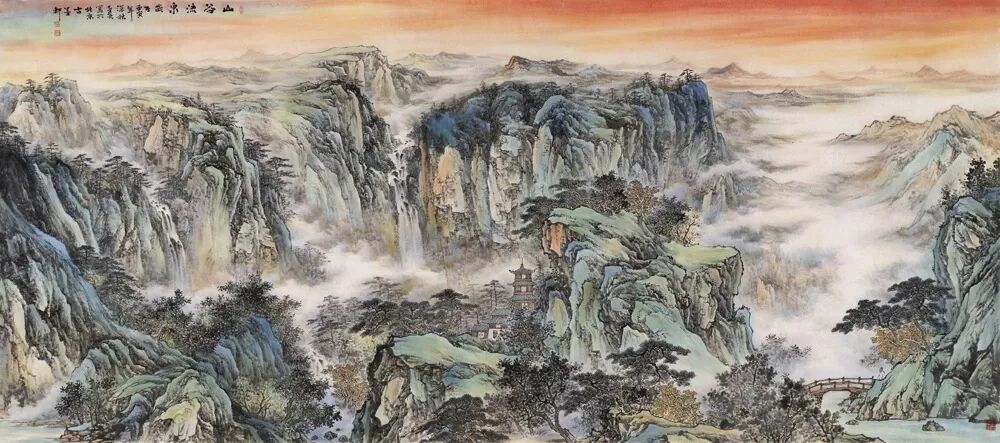 花勇兵山水画赏析：笔揽烟霞开远岫，墨凝丘壑见清襟（图7）