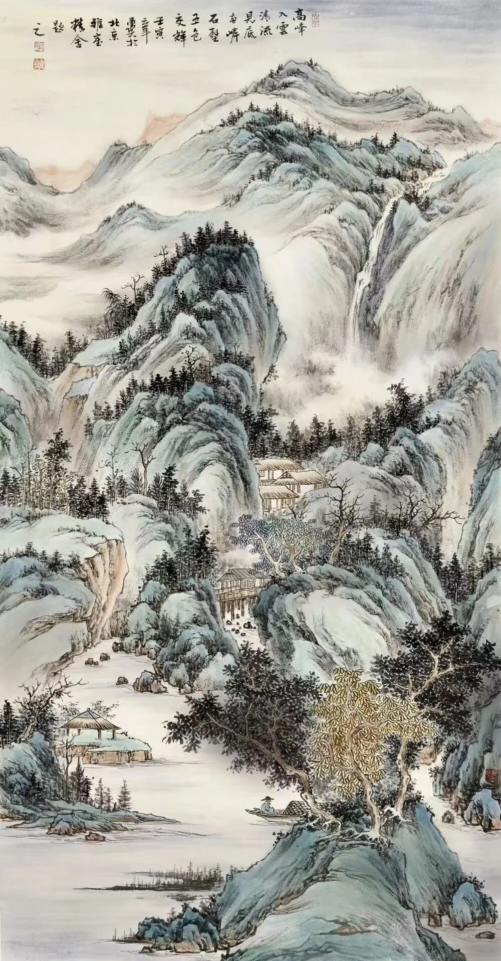 花勇兵山水画赏析：笔揽烟霞开远岫，墨凝丘壑见清襟（图6）