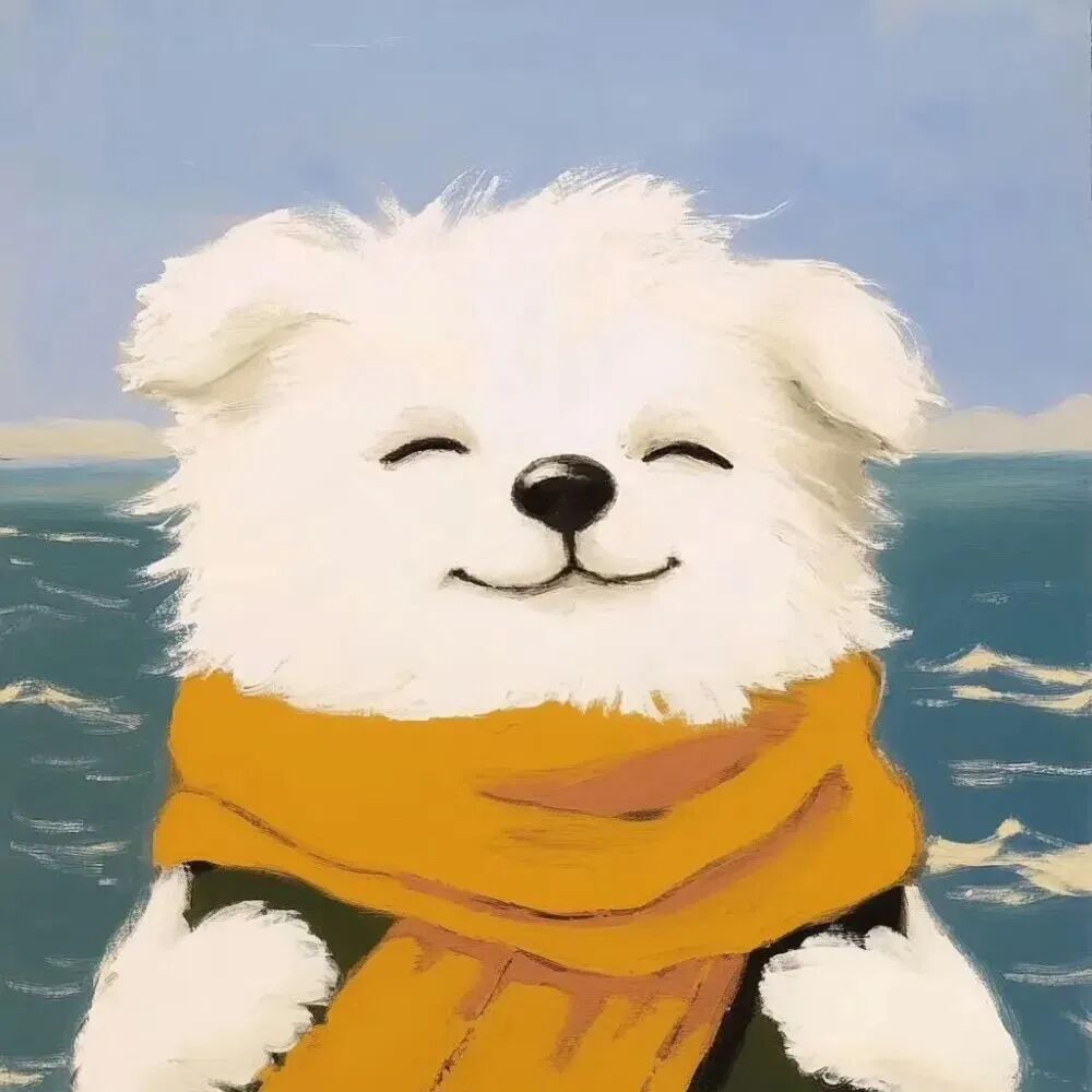 wnzhiyugoucauhuafaxiao可爱治愈狗狗插画情侣头像