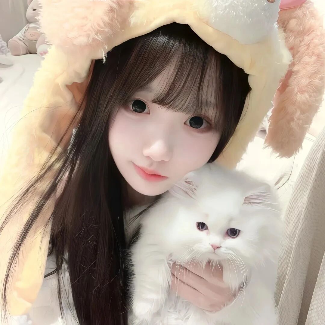 抱着猫咪少萝女生头像