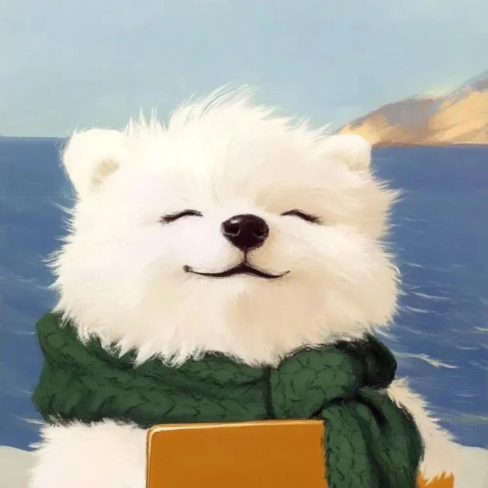 wnzhiyugoucauhuafaxiao可爱治愈狗狗插画情侣头像