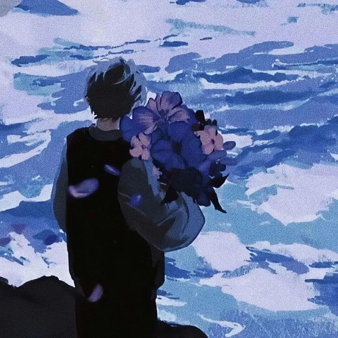 海边孤独感插画动漫头像男