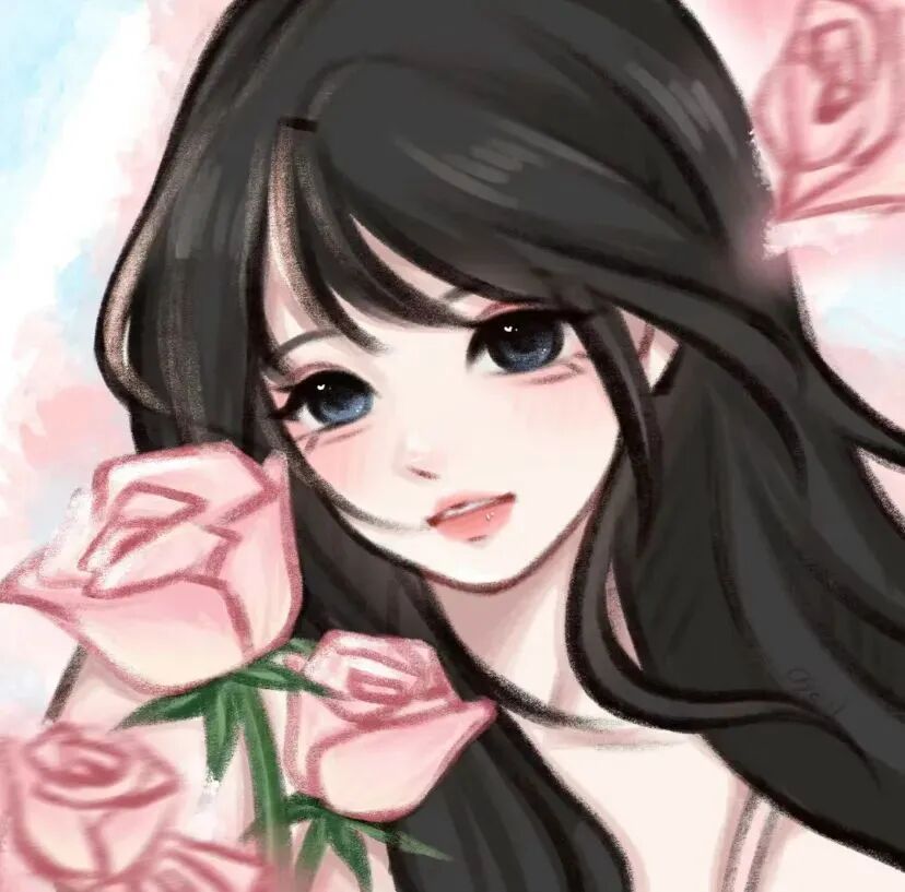 鲜花手绘动漫头像女