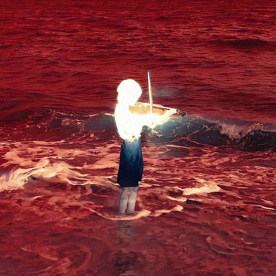 海边孤独感插画动漫头像男