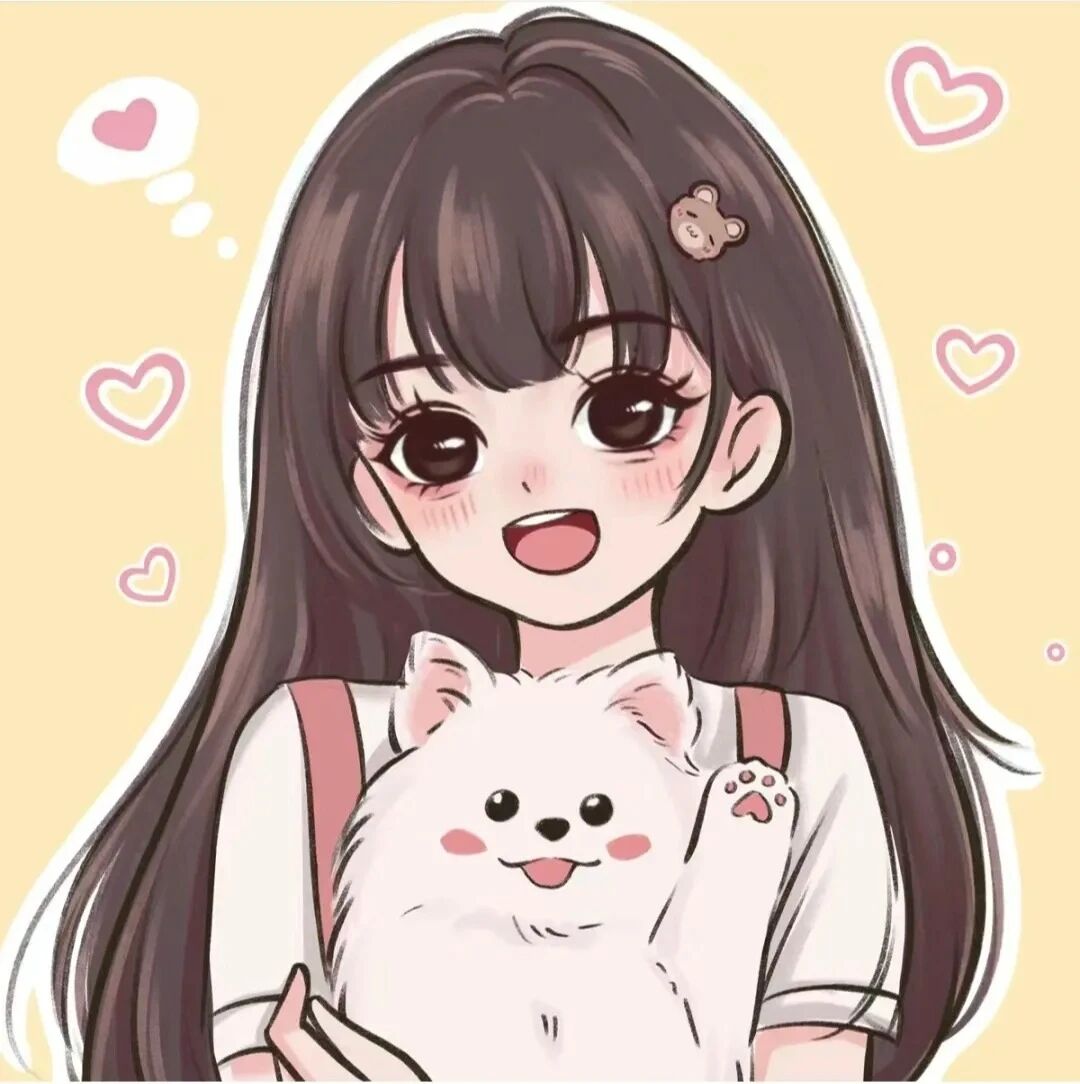 抱着猫咪手绘动漫头像女