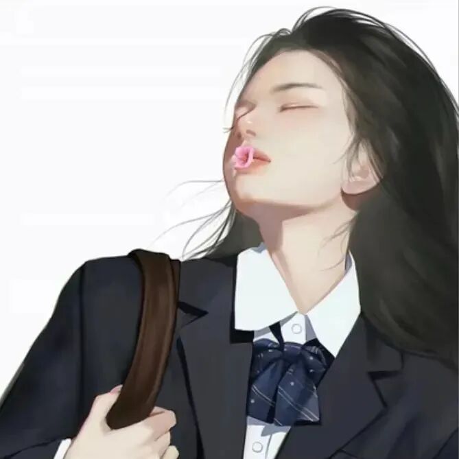 学院风温柔手绘动漫头像女