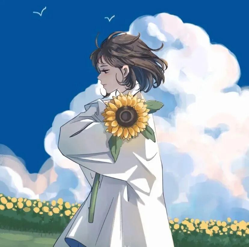 温柔向日葵鲜花动漫头像女