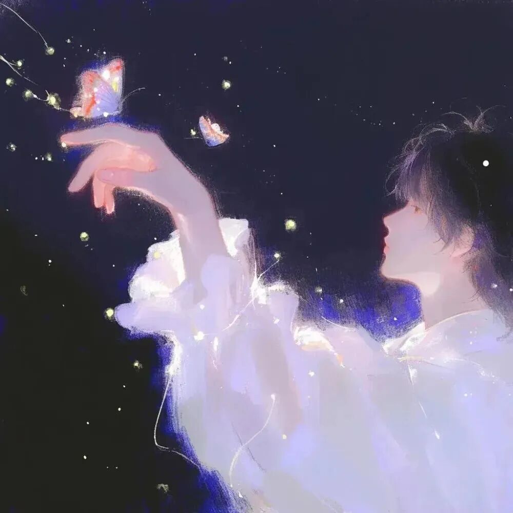 hudiehuayitiandojiuhainuo唯美插画情侣头像