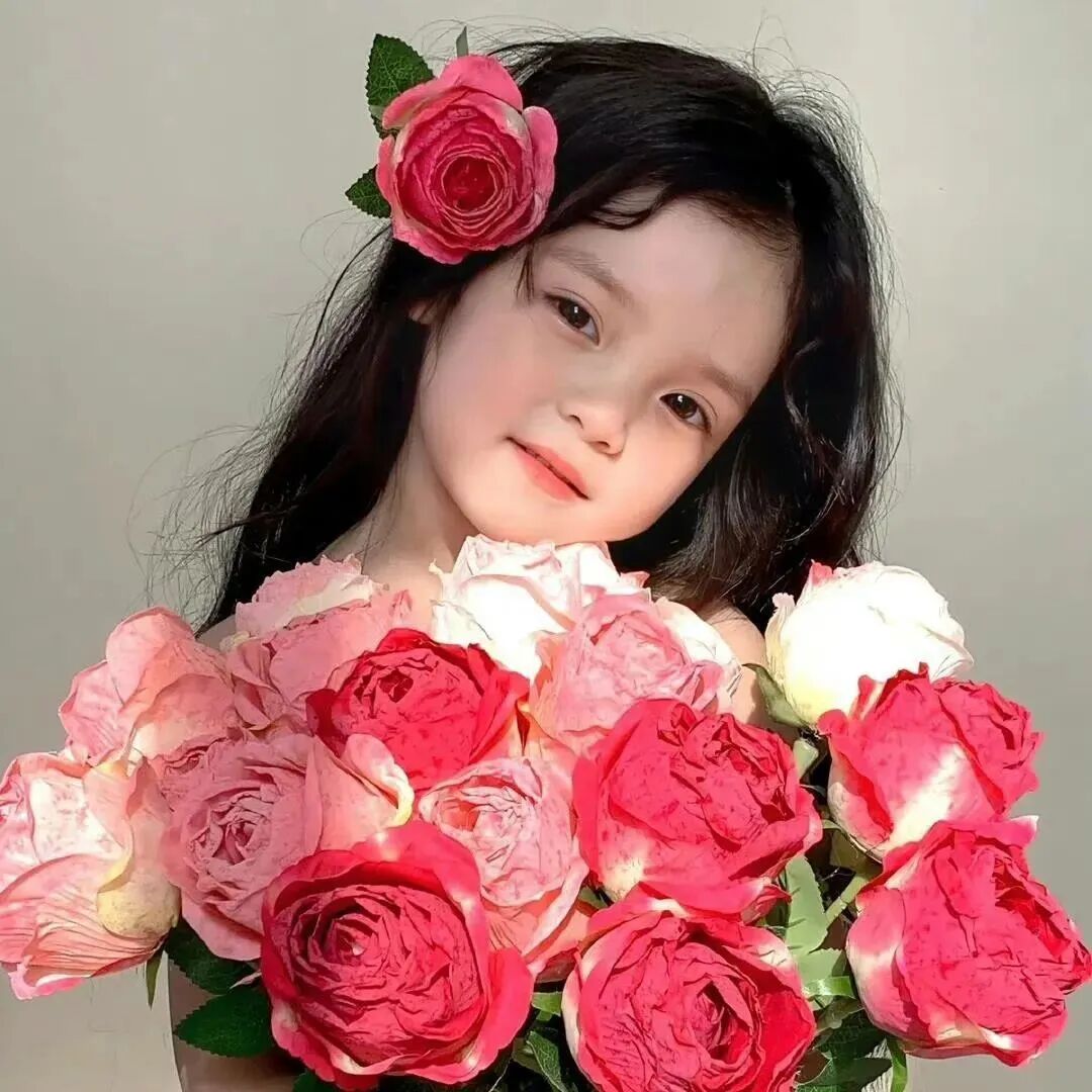 鲜花小女孩萌娃头像