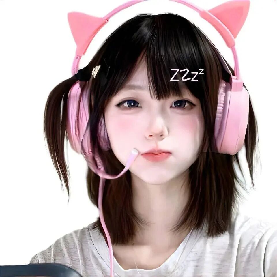 白底戴耳机甜妹女生头像