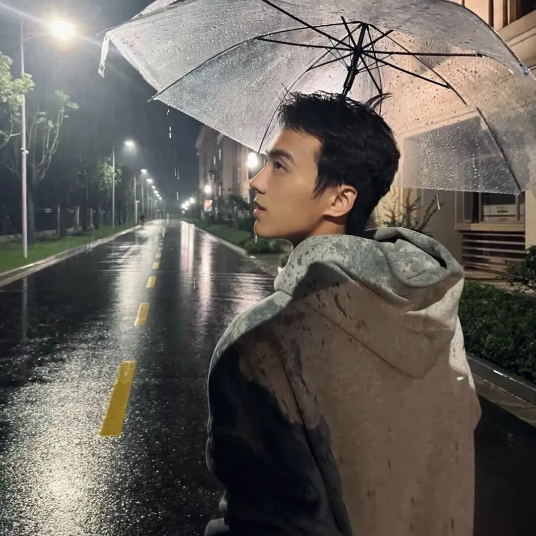 撑伞小众侧脸男生头像
