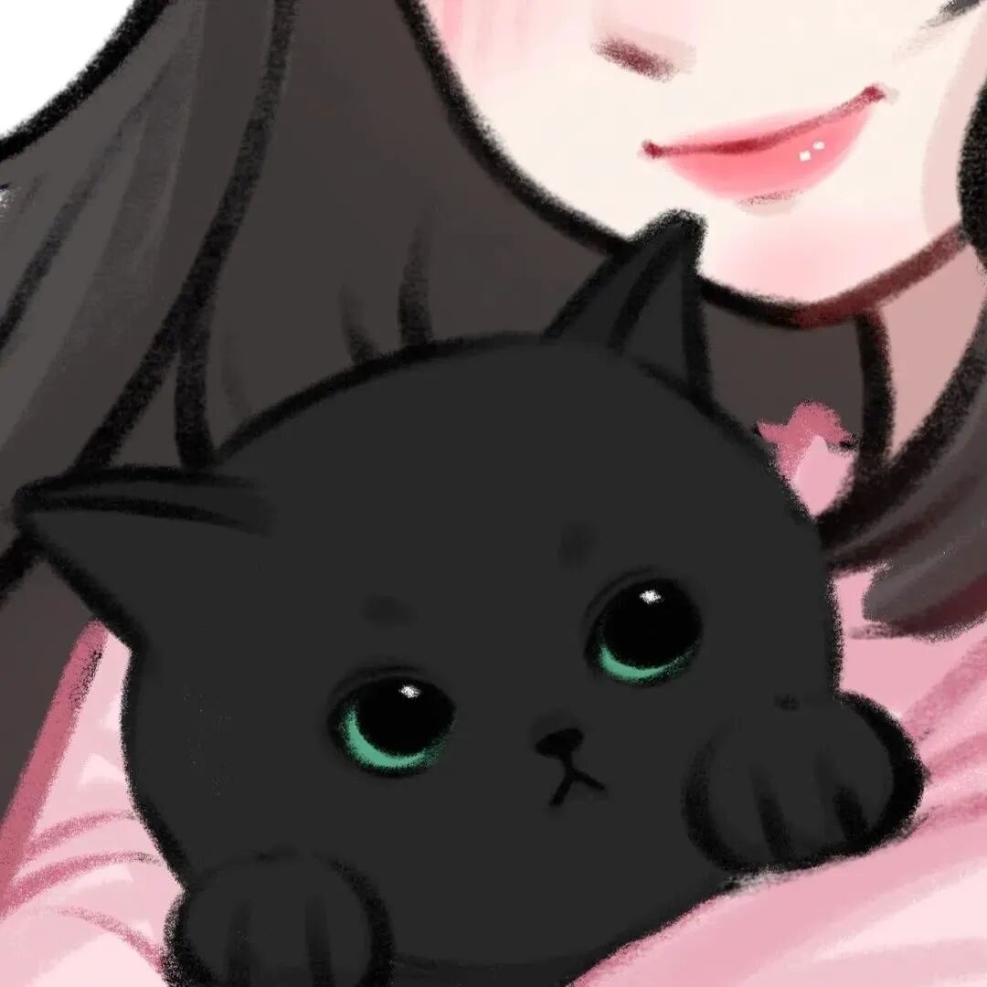 bzdsbsryuilianren抱着猫咪对象不是人手绘动漫情侣头像