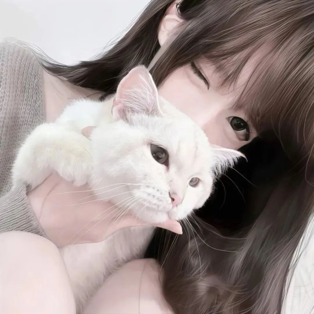 抱着猫咪温柔女生头像