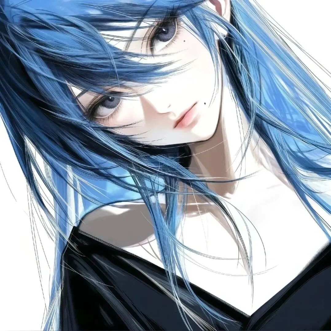 蓝色系很飒动漫头像女
