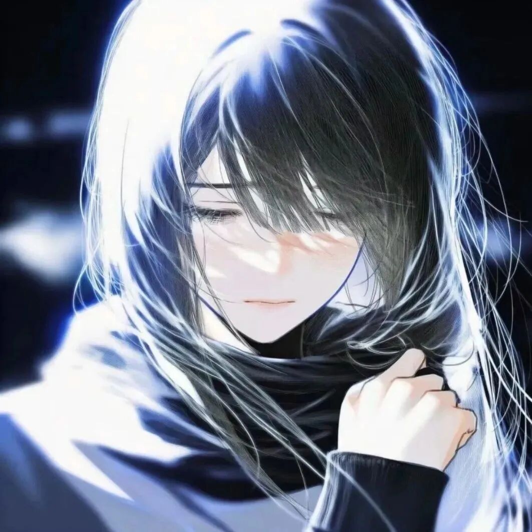 蓝色系温柔动漫头像女