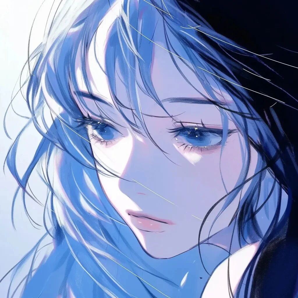蓝色系温柔动漫头像女