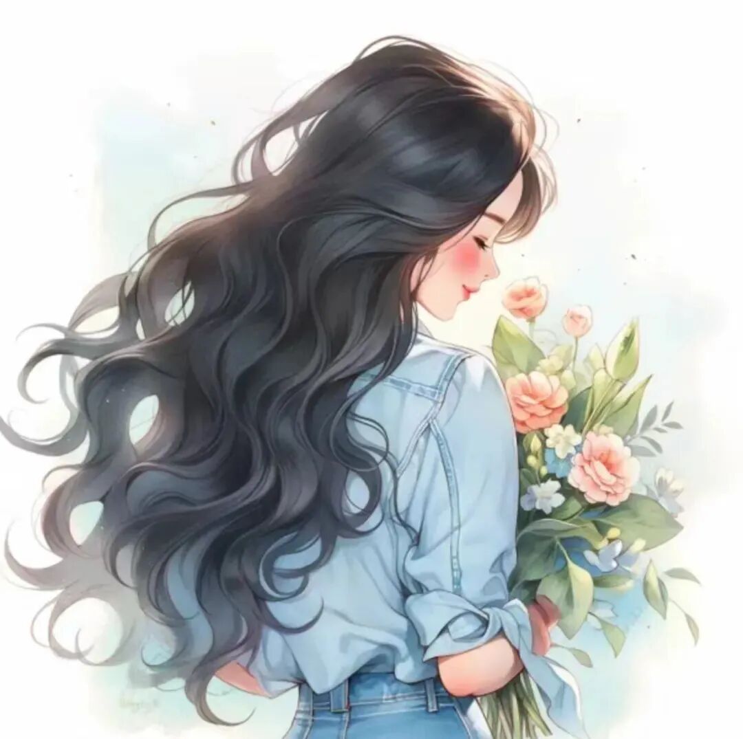 wenrouyhngtgjiemei温柔鲜花手绘四人闺蜜头像动漫闺蜜头像