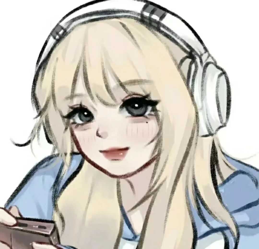 戴耳机手绘动漫头像女
