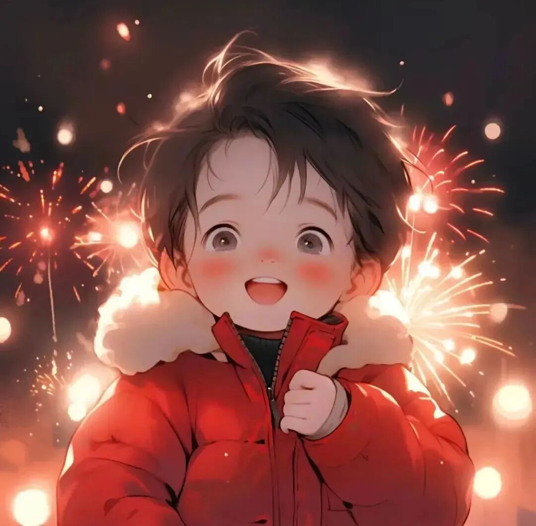 xinnianneweneaiqing新年烟花动漫情侣头像