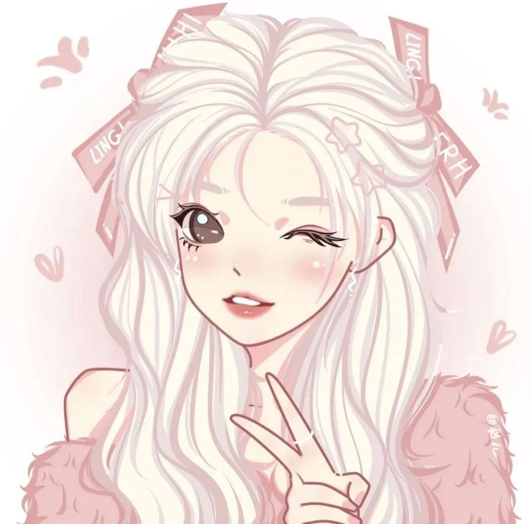 剪刀手甜妹手绘动漫头像女