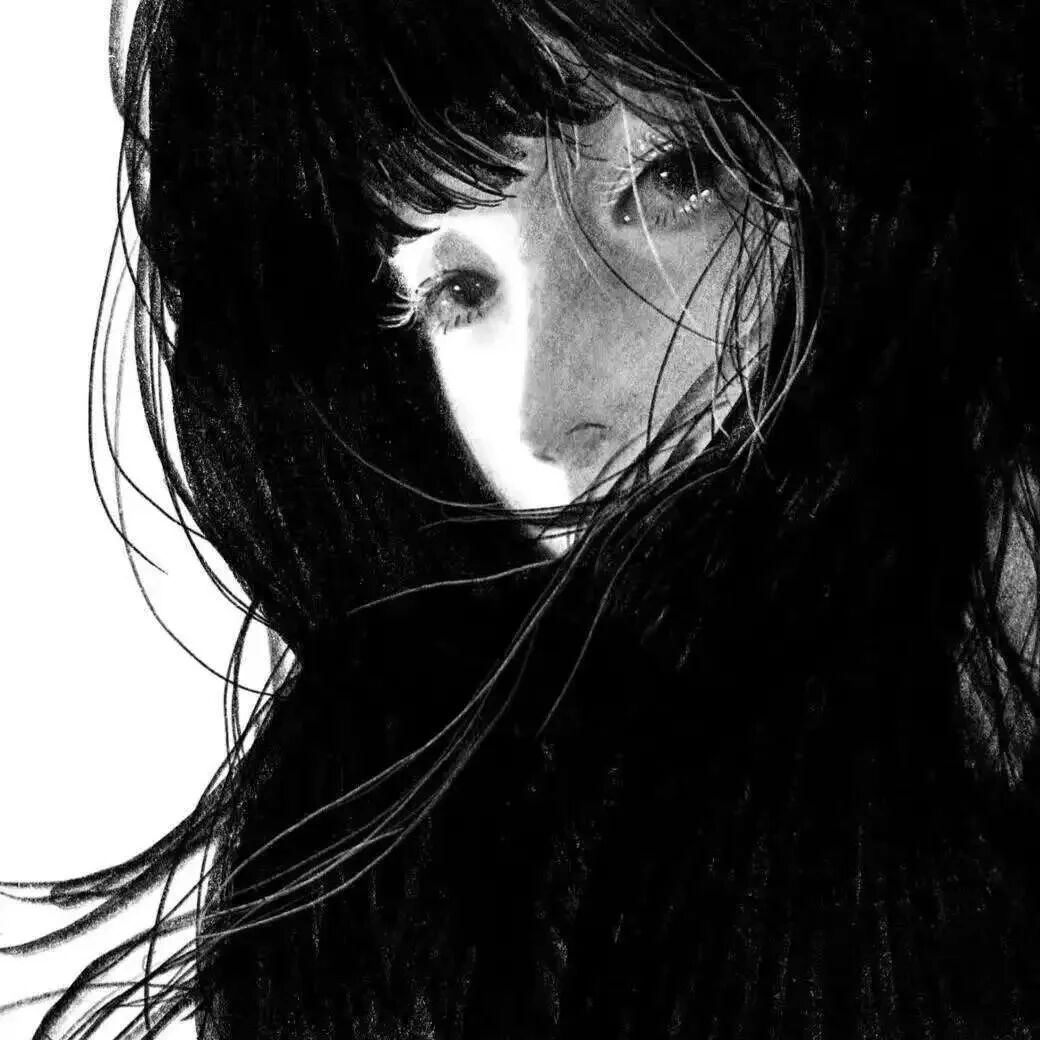 伤感黑白动漫头像女