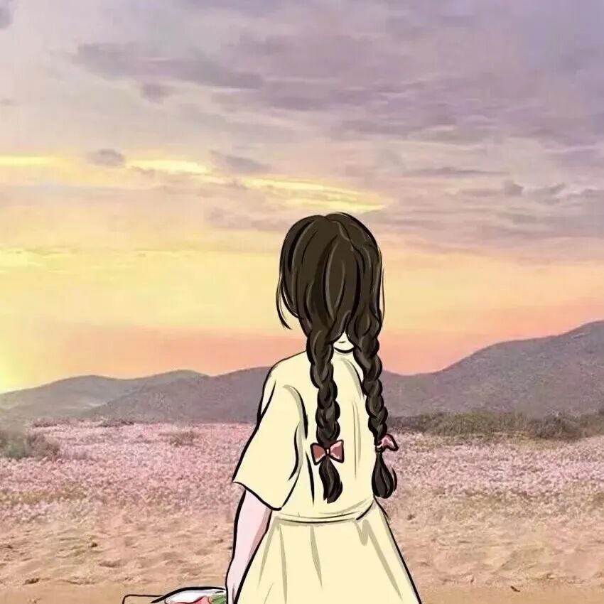 海边手绘动漫头像女