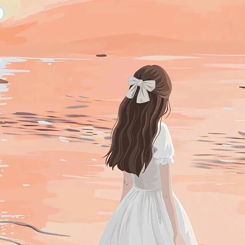 海边手绘动漫头像女