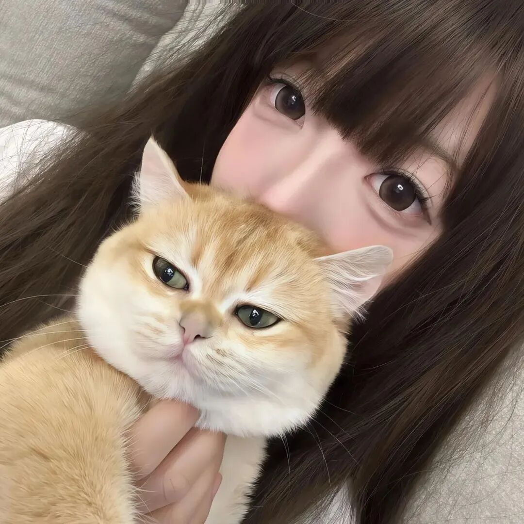 抱着猫咪甜妹女生头像