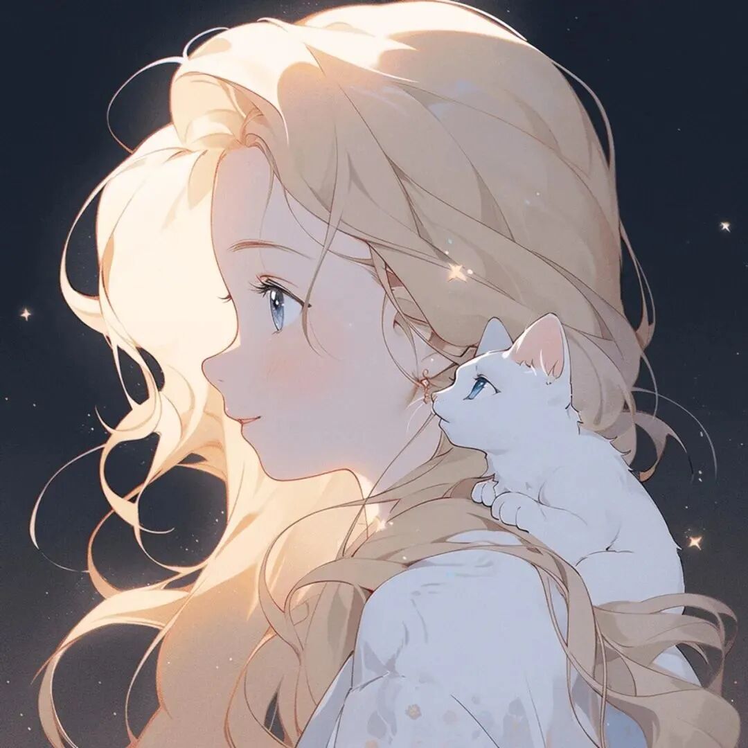 抱着猫咪动漫头像女