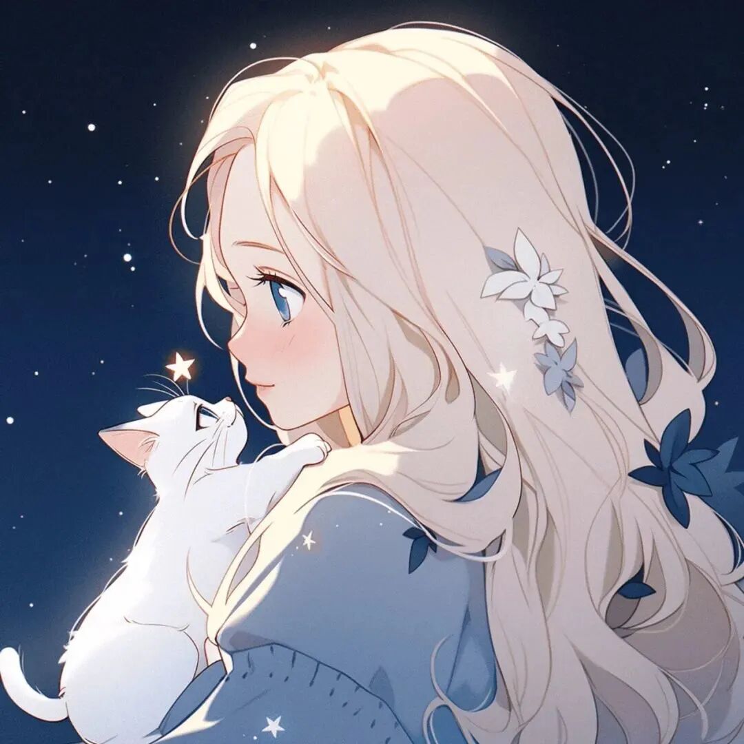 抱着猫咪动漫头像女