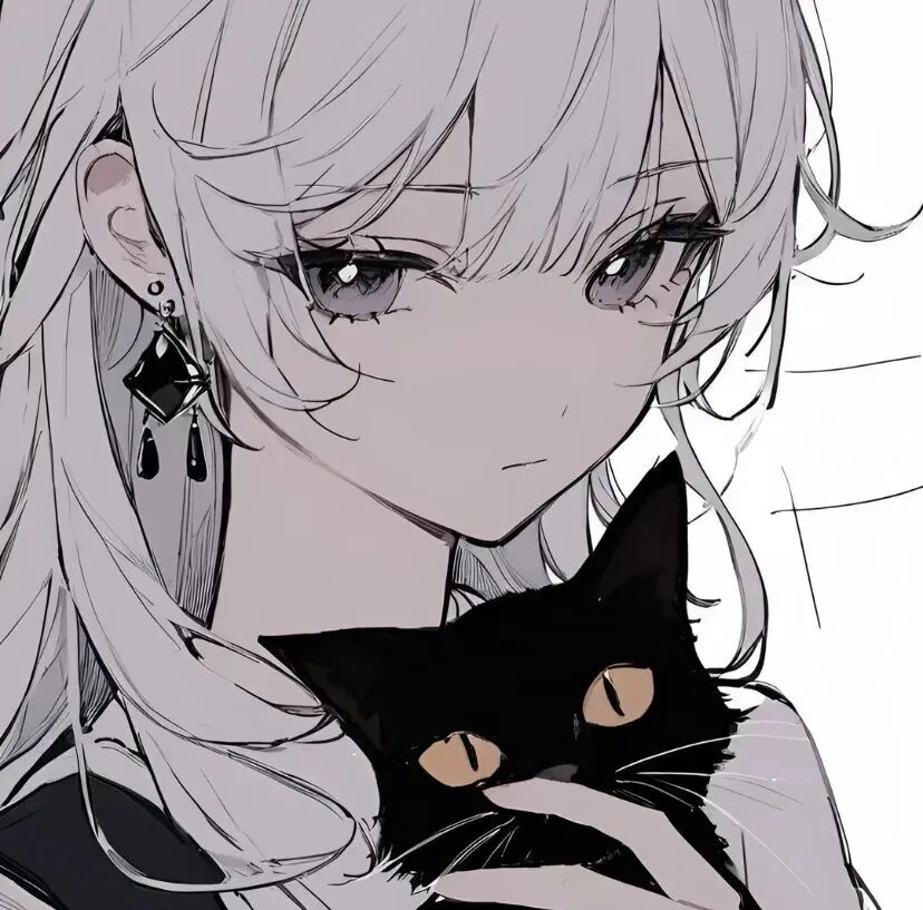 抱着猫眯动漫头像女