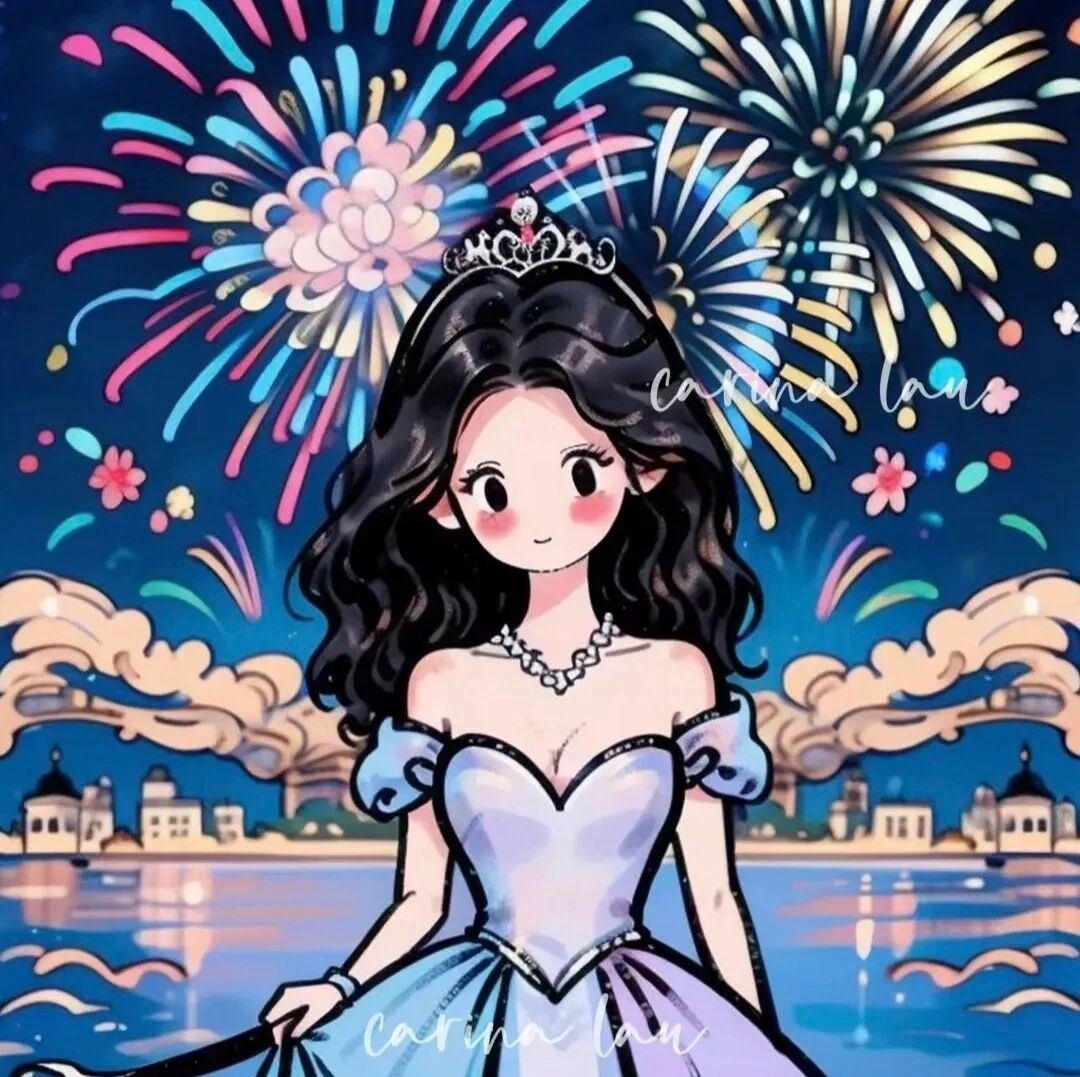 烟花公主风八人闺蜜头像手绘闺蜜头像