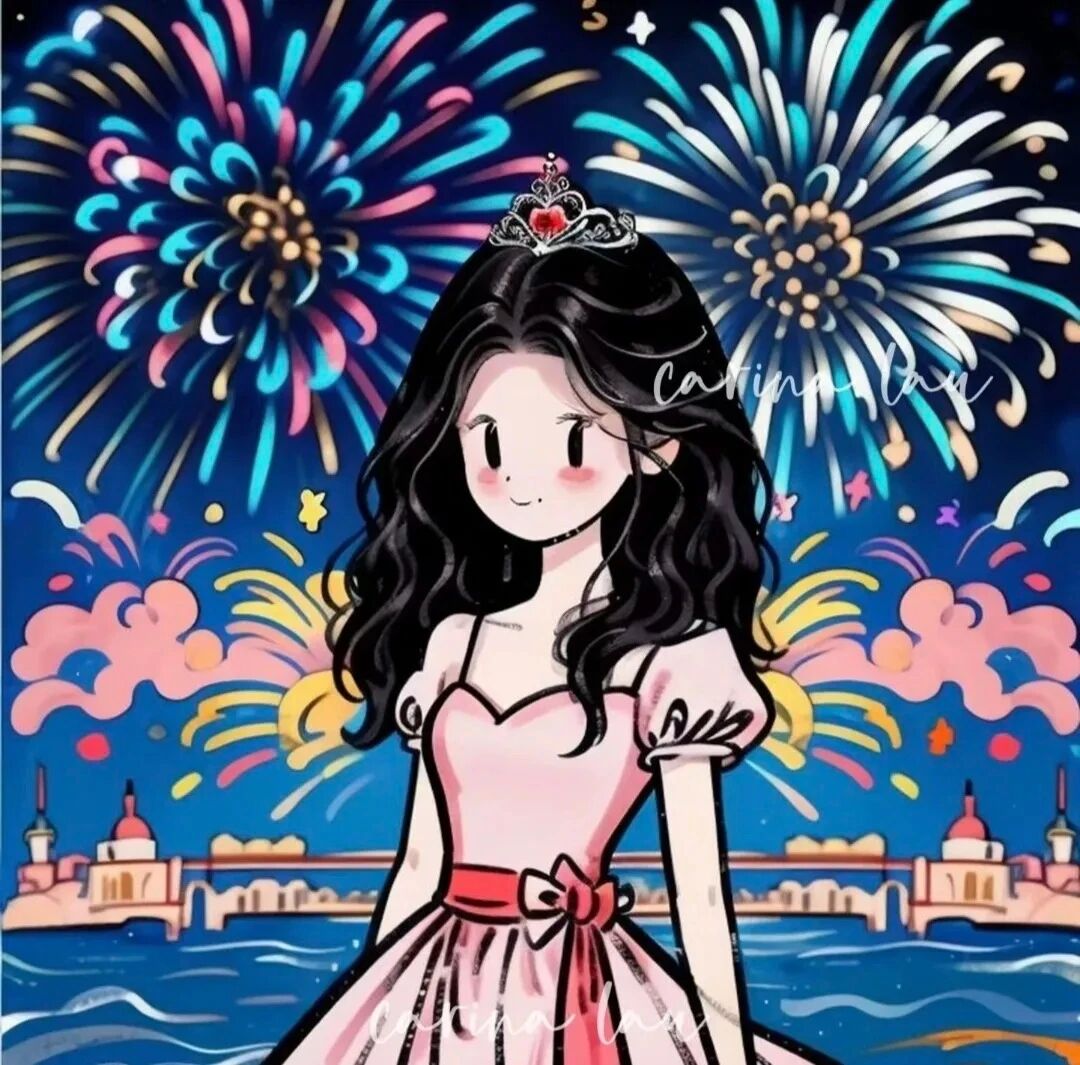 烟花公主风八人闺蜜头像手绘闺蜜头像