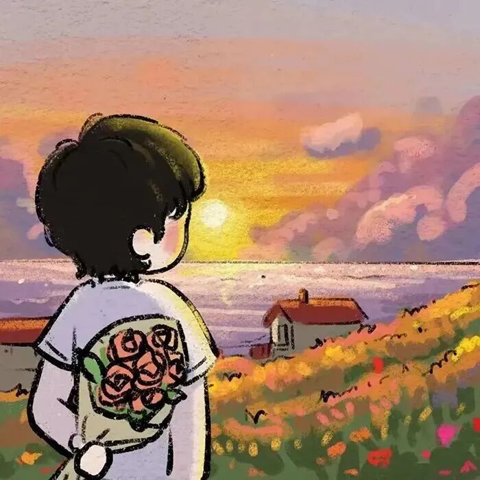 njfyhualvmanwuzcandatui鲜花插画情侣头像