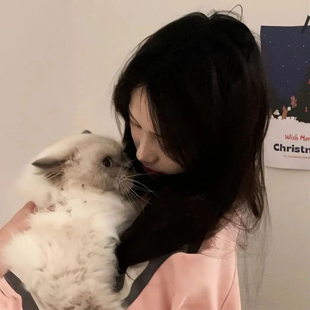 抱着猫咪甜妹女生头像
