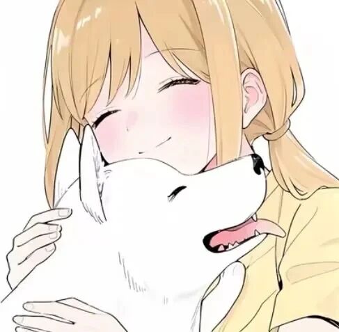 抱着狗狗动漫头像女