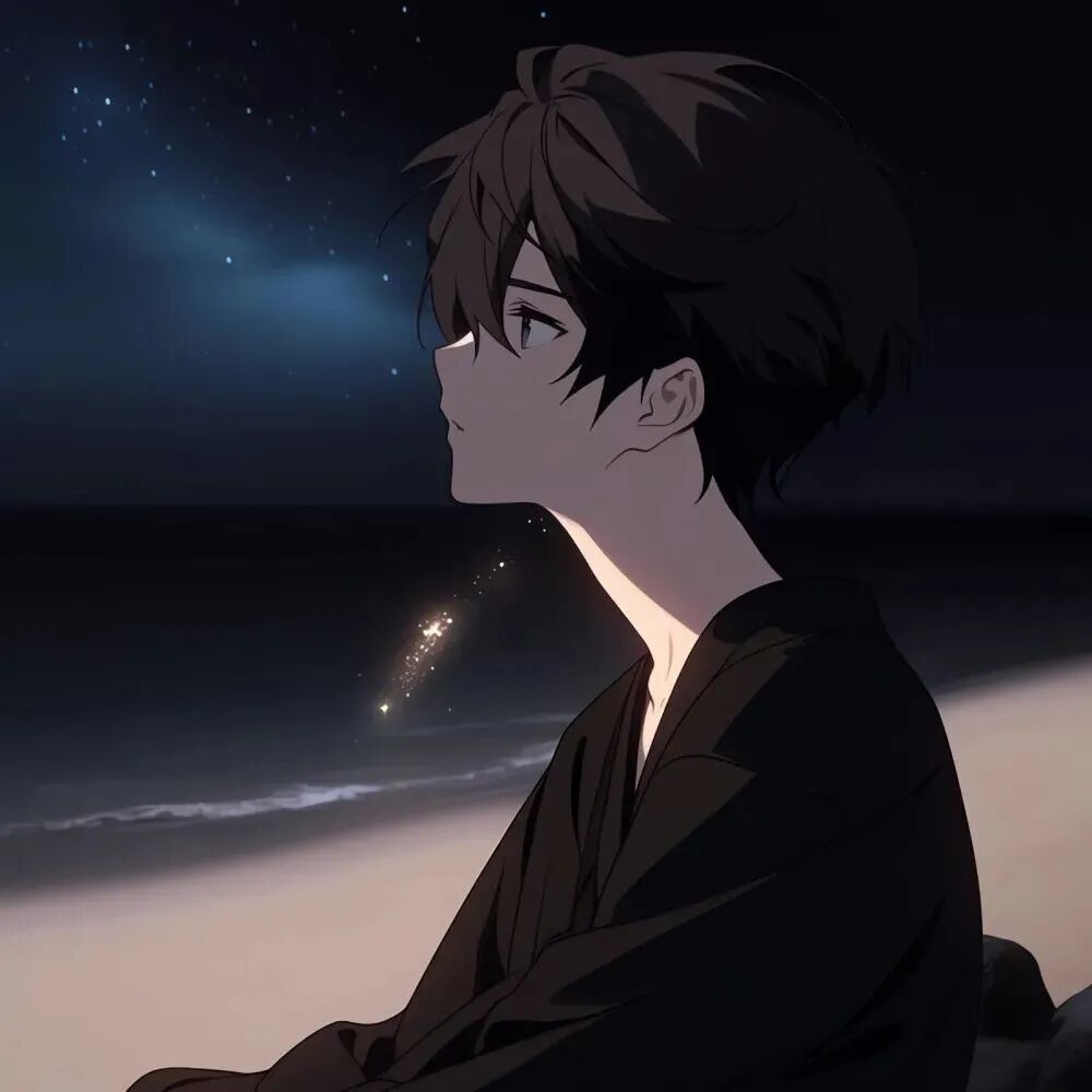 haibianxingkonganlian海边星空动漫情侣头像