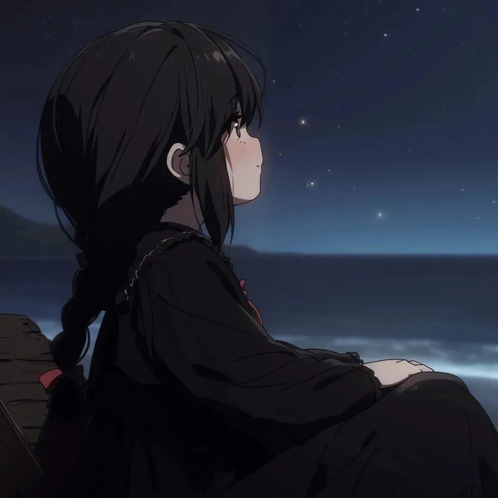 haibianxingkonganlian海边星空动漫情侣头像