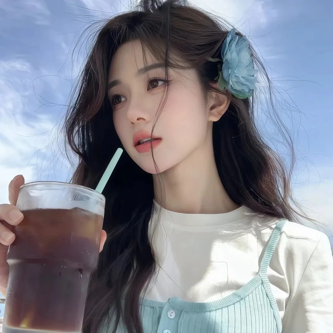 喝咖啡小众女生头像