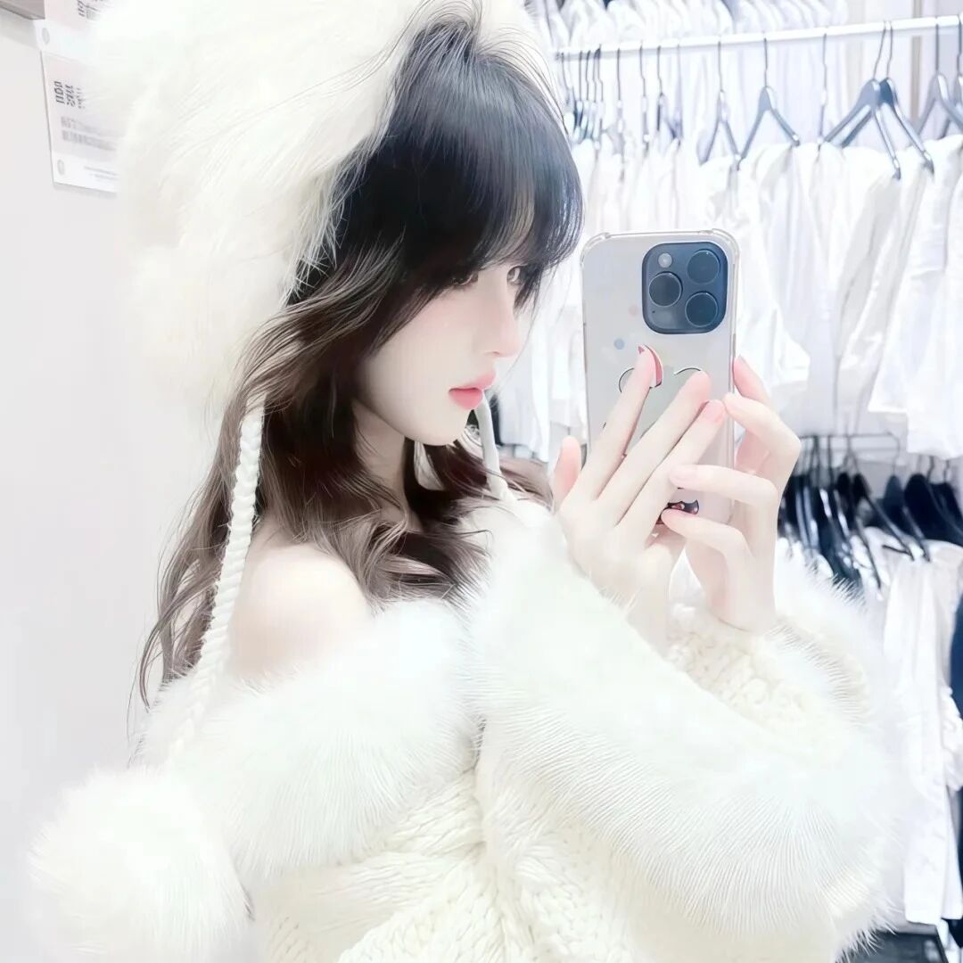 自拍手机温柔侧脸女生头像