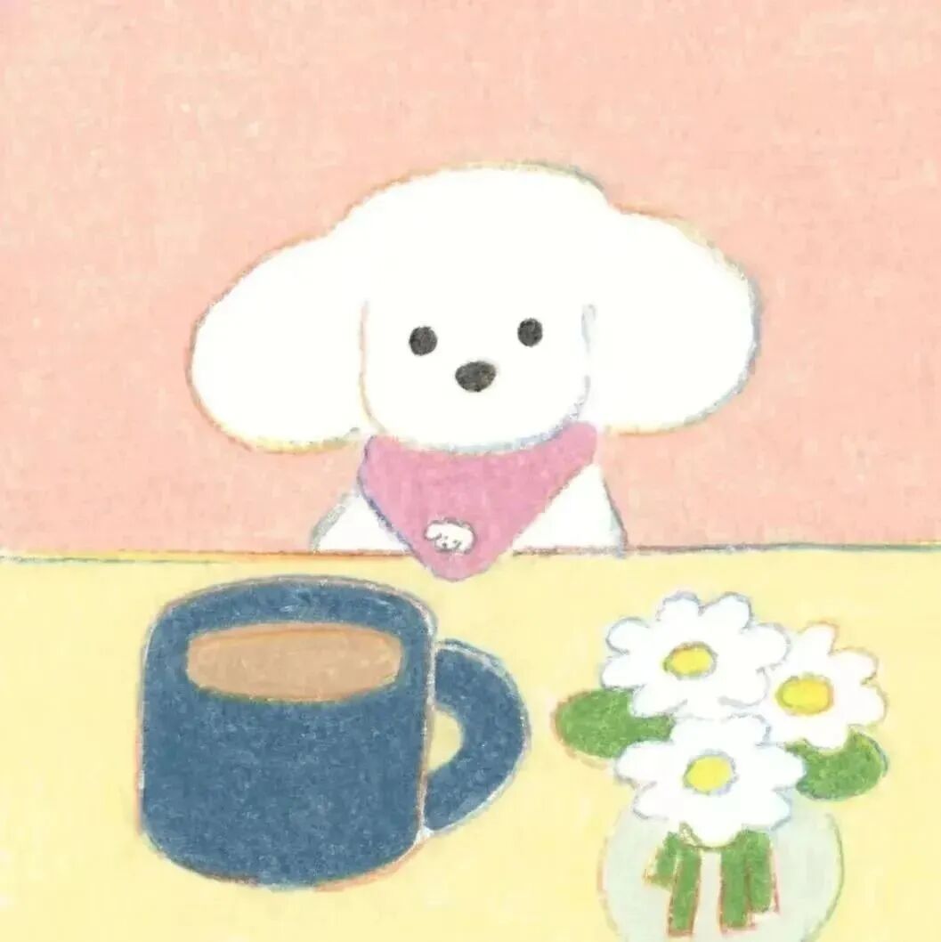 wnrzhiyuxingegouyaomei唯美治愈可爱狗狗插画情侣头像
