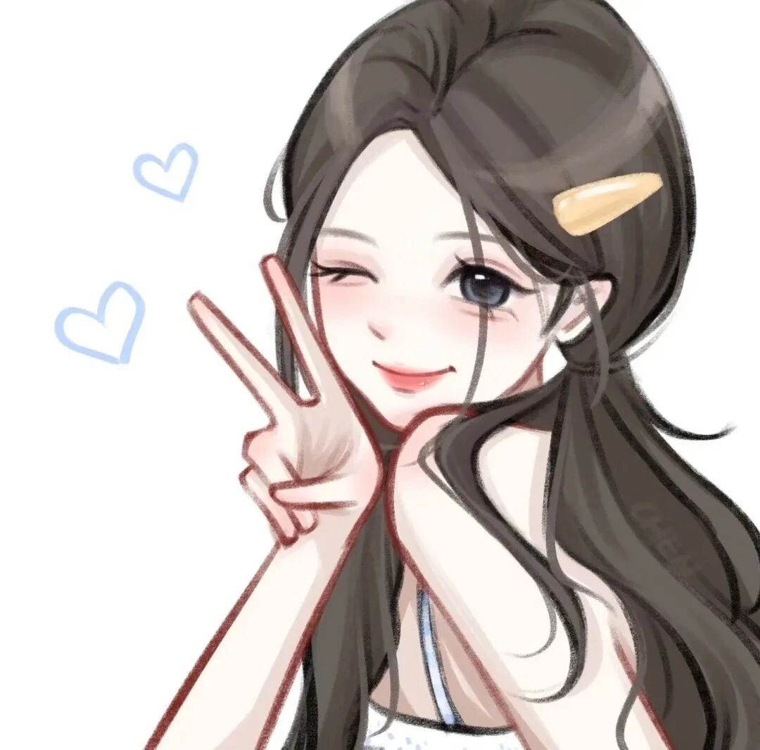 剪刀手甜妹手绘动漫头像女