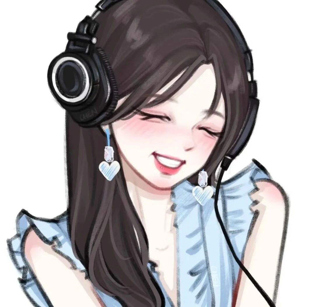 戴耳机甜妹手绘动漫头像女