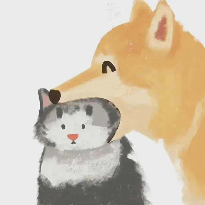 yikoutungougoudatui一口吞可爱狗狗插画情侣头像
